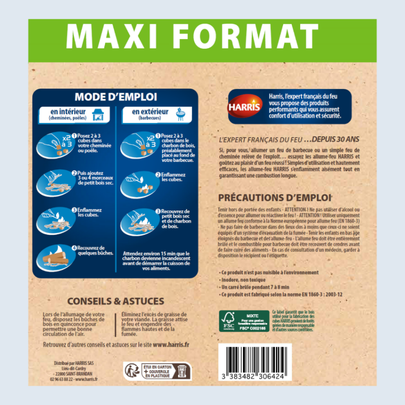 Acheter Cylindre 96 cubes allume feu 100% végétal