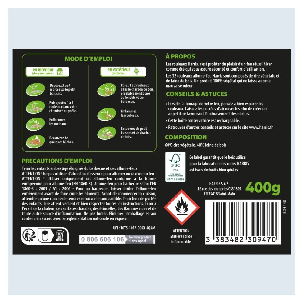 Acheter Cylindre Rouleaux allume feu 100% végétal