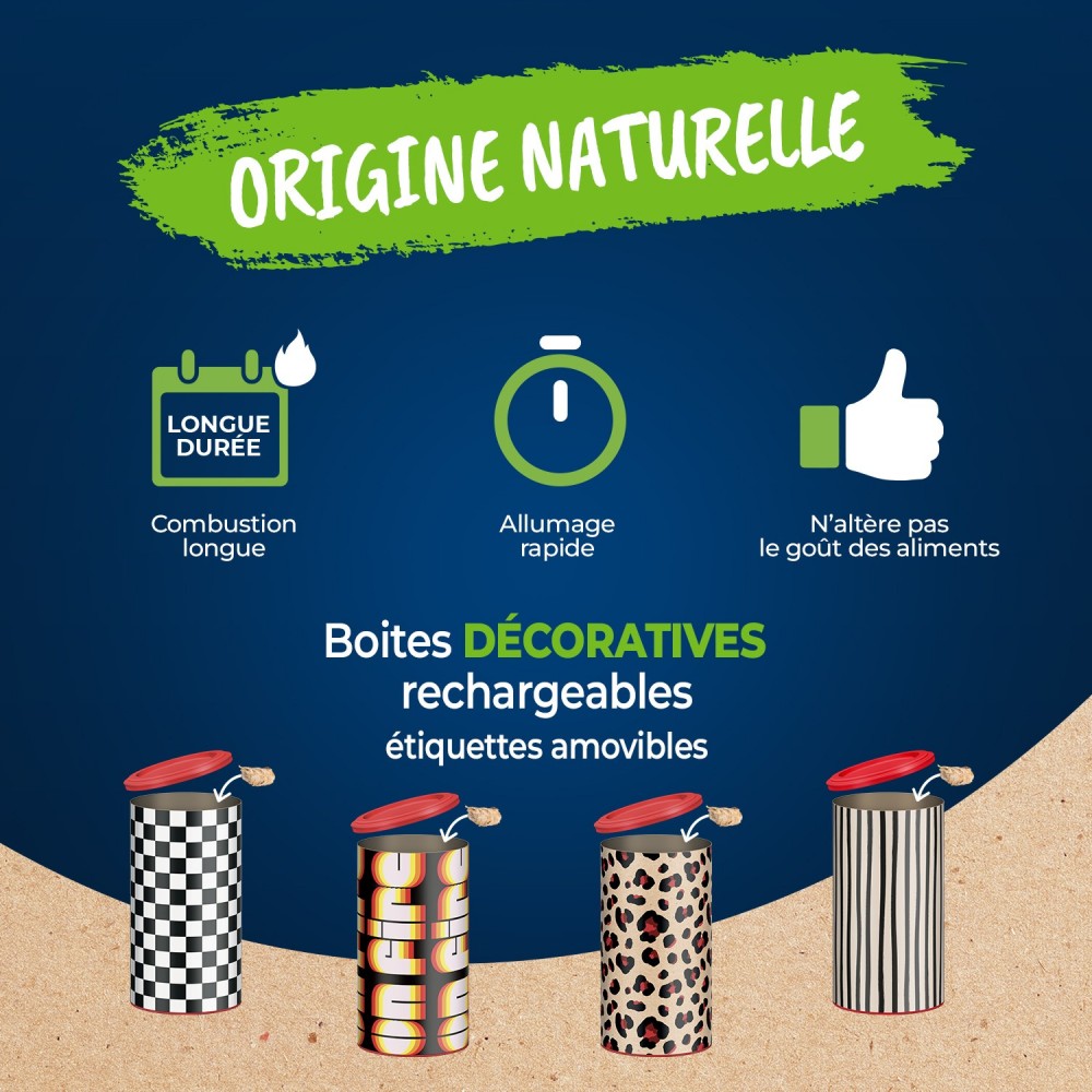 Acheter Cylindre Rouleaux allume feu 100% végétal