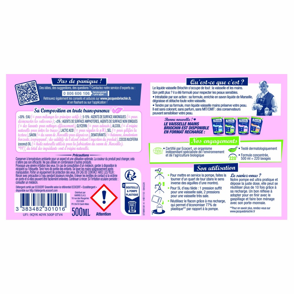 Acheter Liquide vaisselle mains peaux sensibles