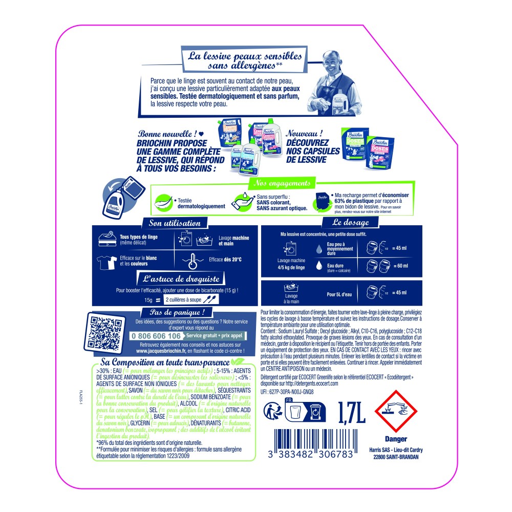 Acheter Recharge lessive peaux sensibles 1,7L