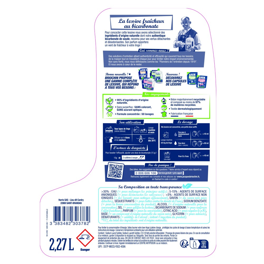 Acheter Lessive au bicarbonate 50 lavages 2,27L