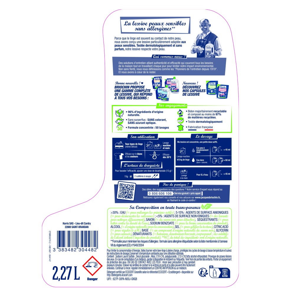 Acheter Lessive peaux sensibles 50 lavages 2,27L