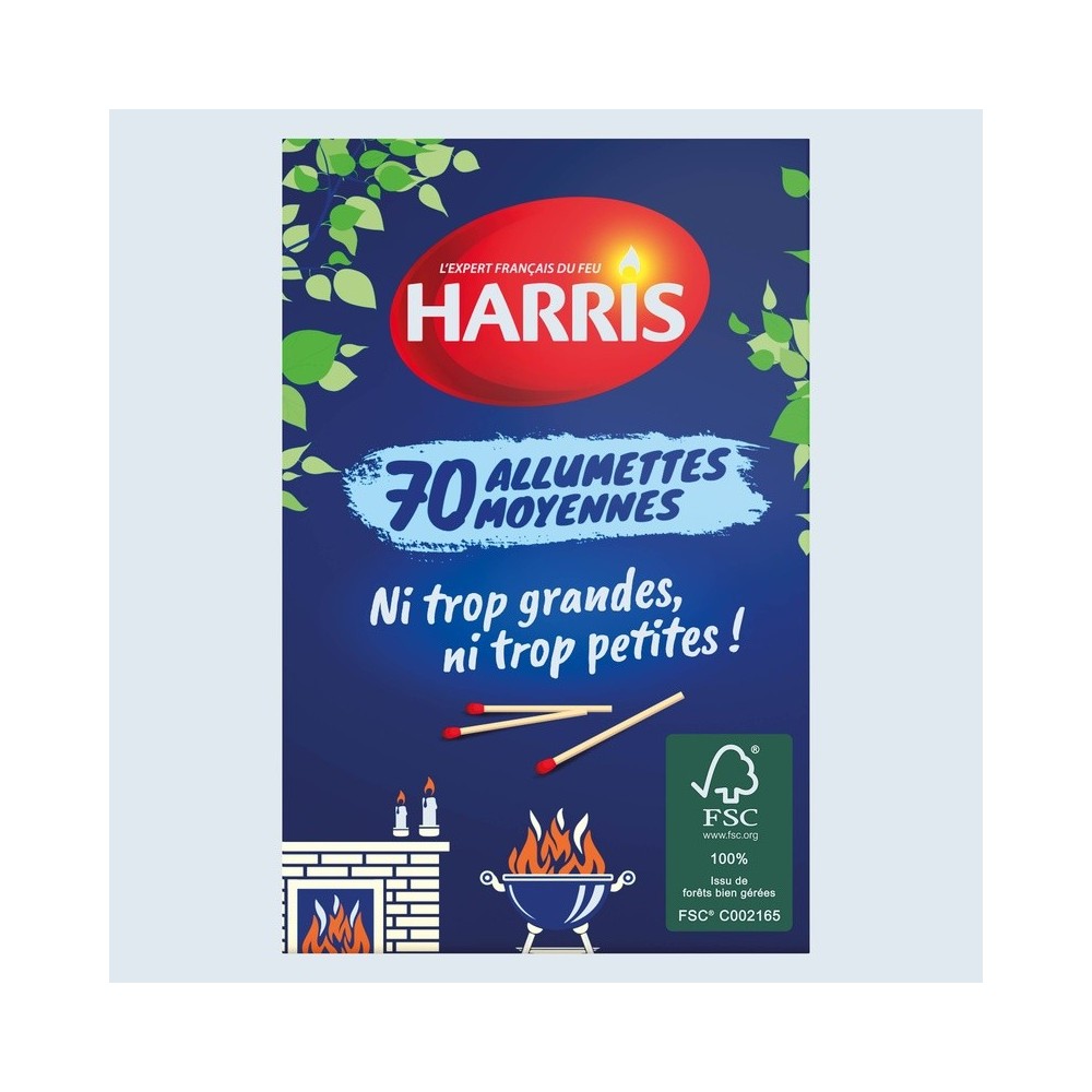 Harris - 70 Allumettes moyennes certifiées FSC®