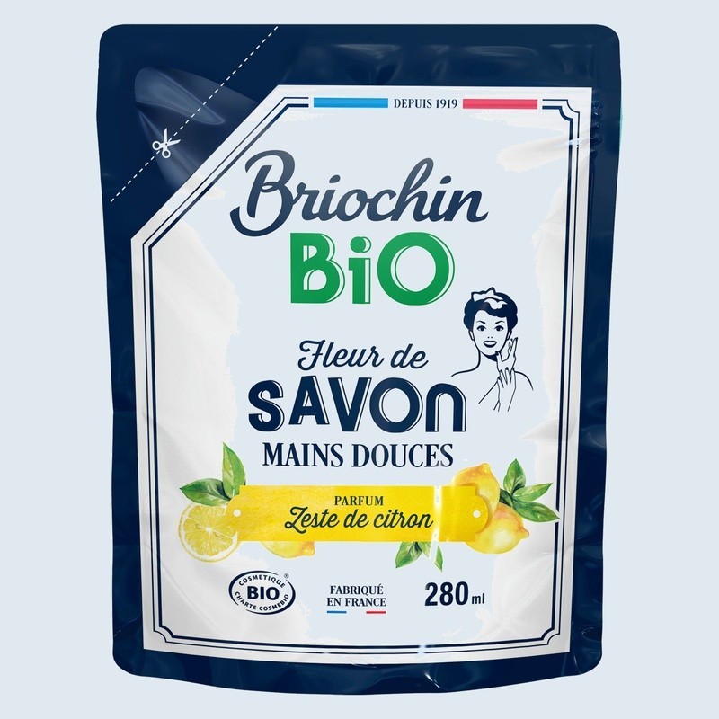 Briochin depuis 1919 - Recharge savon mains zeste de citron 280ml