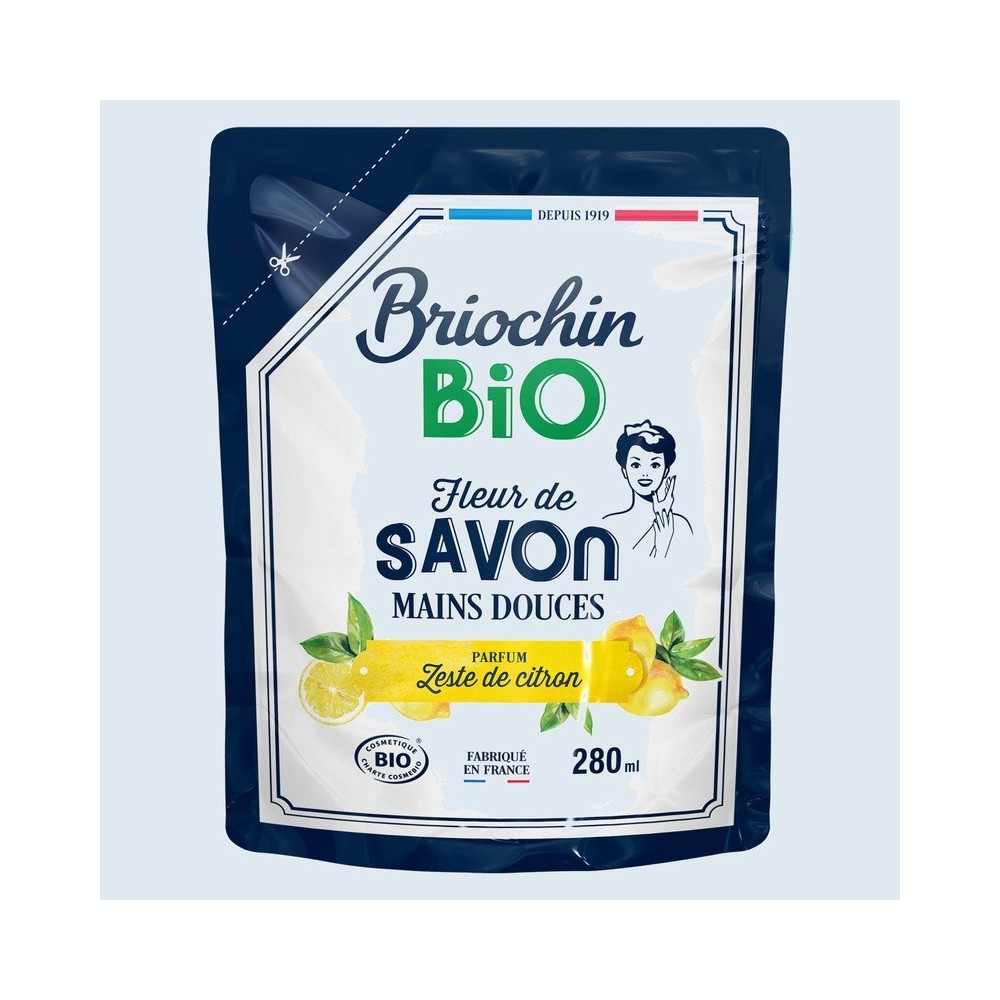 Briochin depuis 1919 - Recharge savon mains zeste de citron 280ml