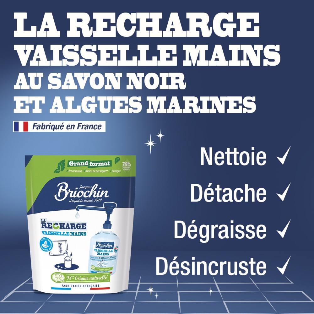 Acheter GRAND FORMAT - Recharge Liquide Vaisselle Mains Savon noir & Algues Marines Ecocert