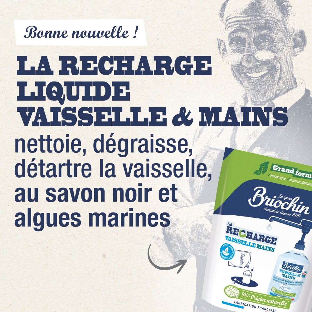 Acheter GRAND FORMAT - Recharge Liquide Vaisselle Mains Savon noir & Algues Marines Ecocert