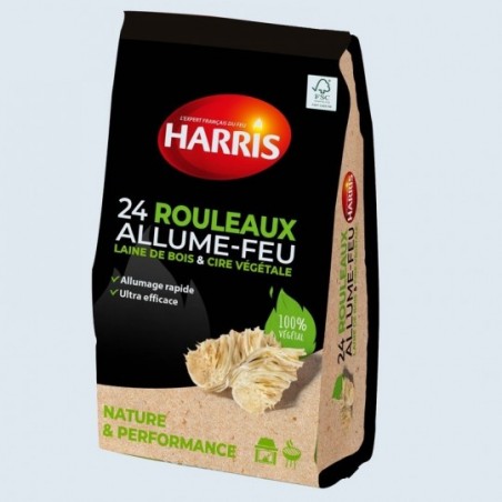 Harris - 24 rouleaux allume-feu 100% naturels