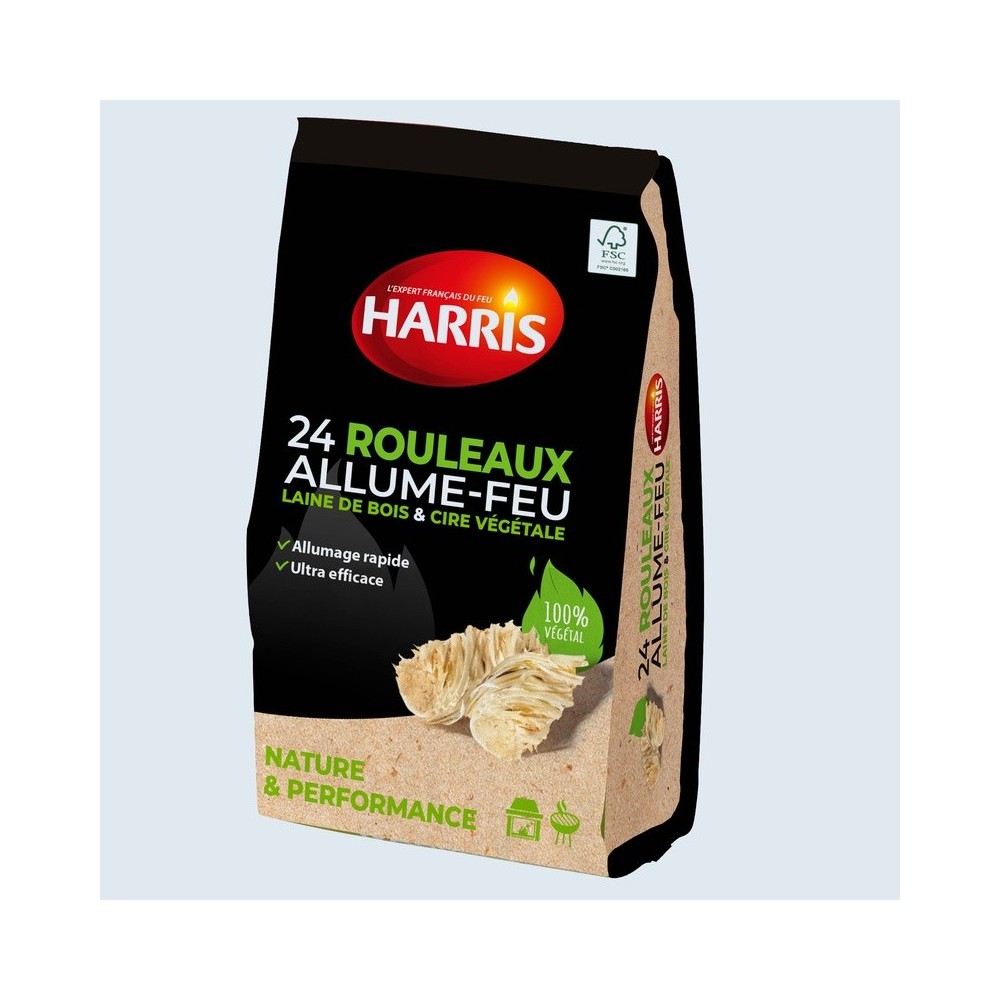 Harris - 24 rouleaux allume-feu 100% naturels