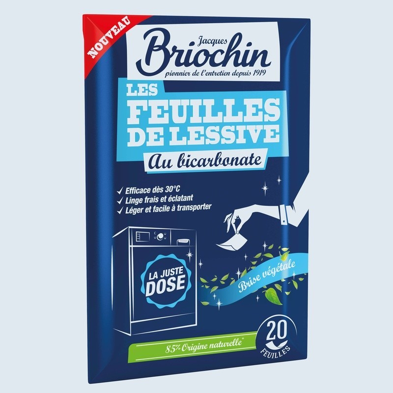 Jacques Briochin - Feuilles de lessive au Bicarbonate parfum Brise végétale