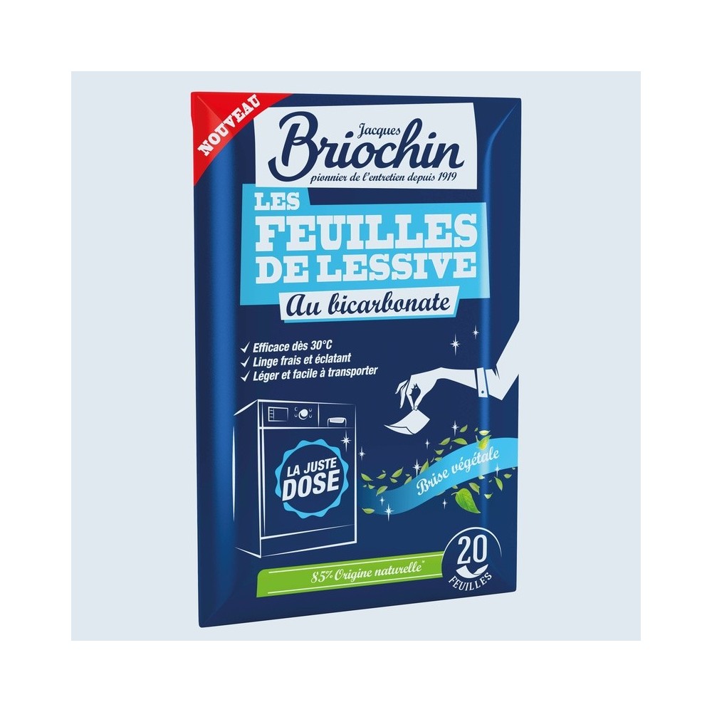 Jacques Briochin - Feuilles de lessive au Bicarbonate parfum Brise végétale