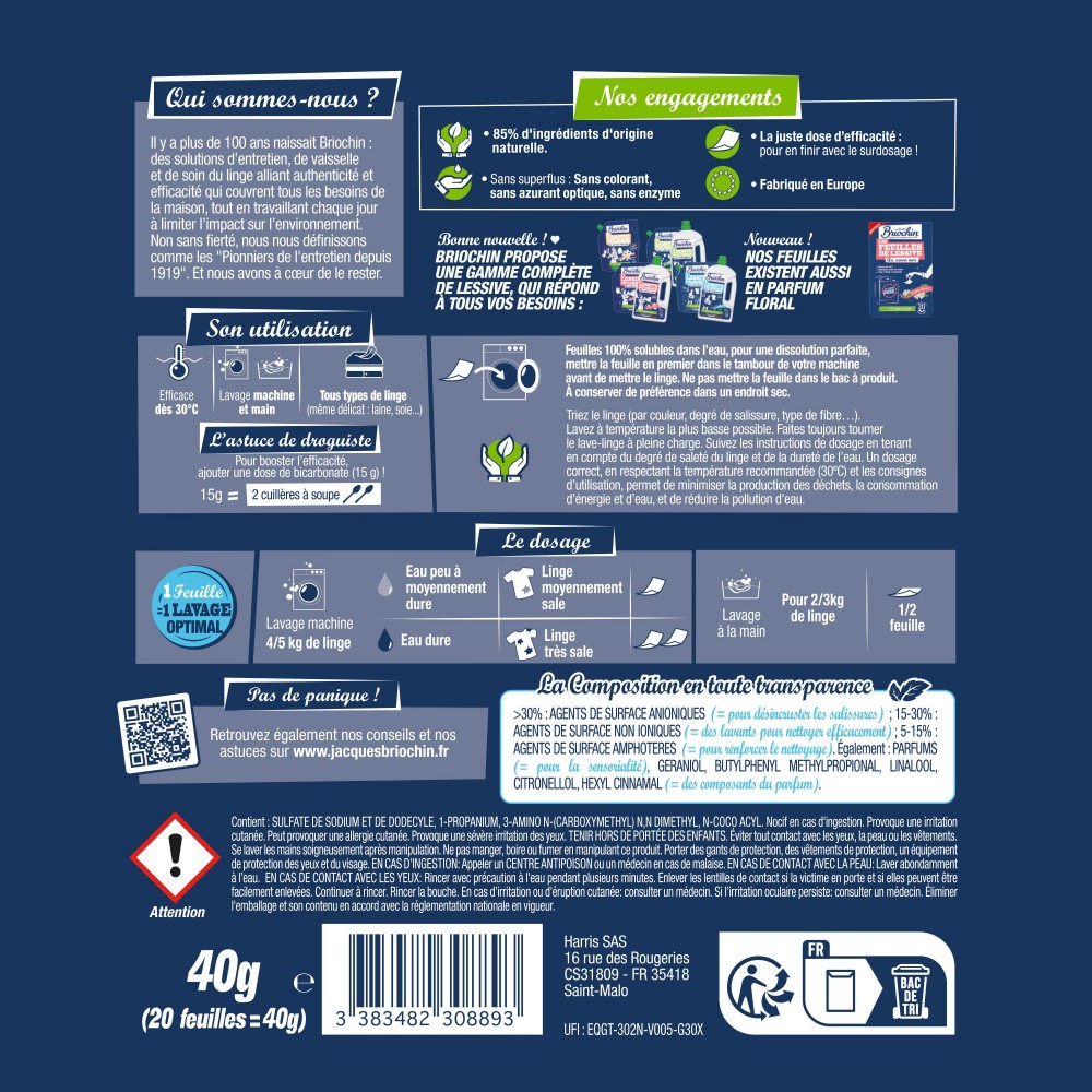 Acheter Feuilles de lessive au Bicarbonate parfum Brise végétale