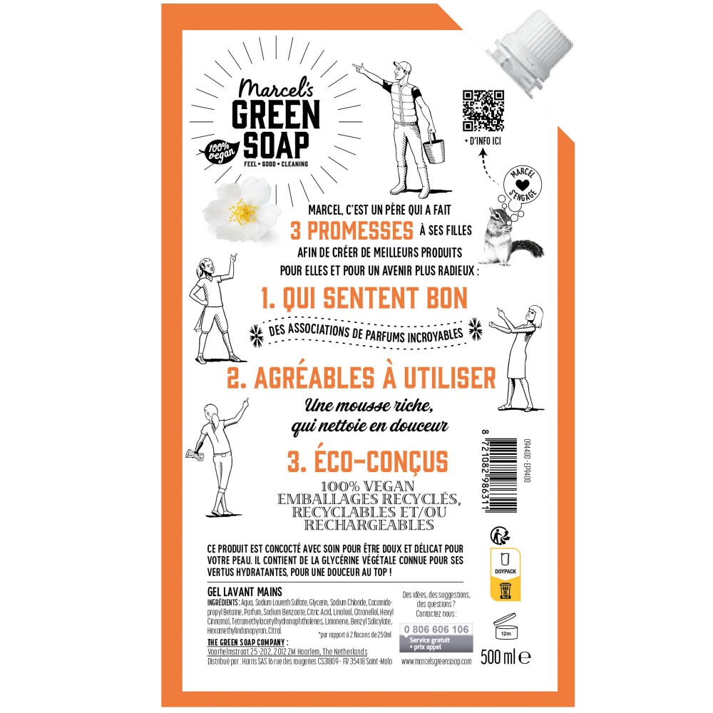 Acheter Recharge Gel Lavant Mains Orange & Jasmin