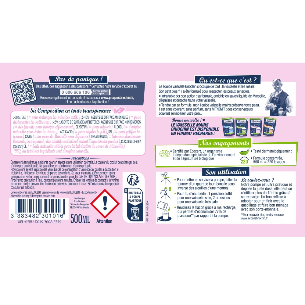 Acheter Liquide vaisselle mains peaux sensibles