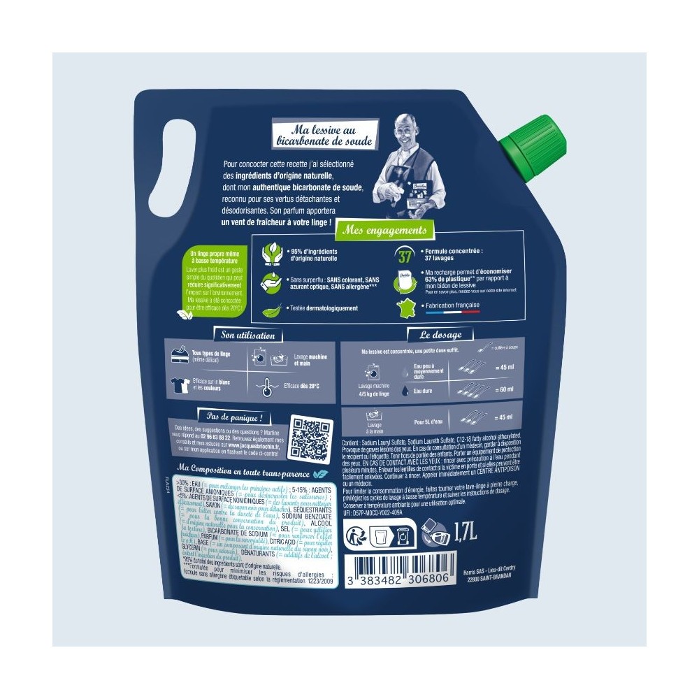 Acheter Lot de 6 recharges de lessives fraicheur au bicarbonate