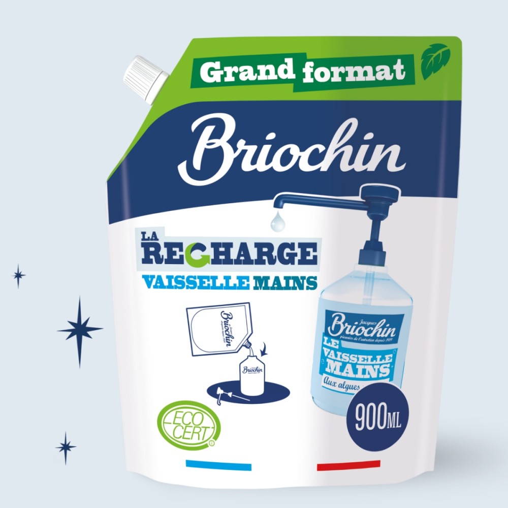 Jacques Briochin - GRAND FORMAT - Recharge Liquide Vaisselle Mains Savon noir & Algues Marines Ecocert