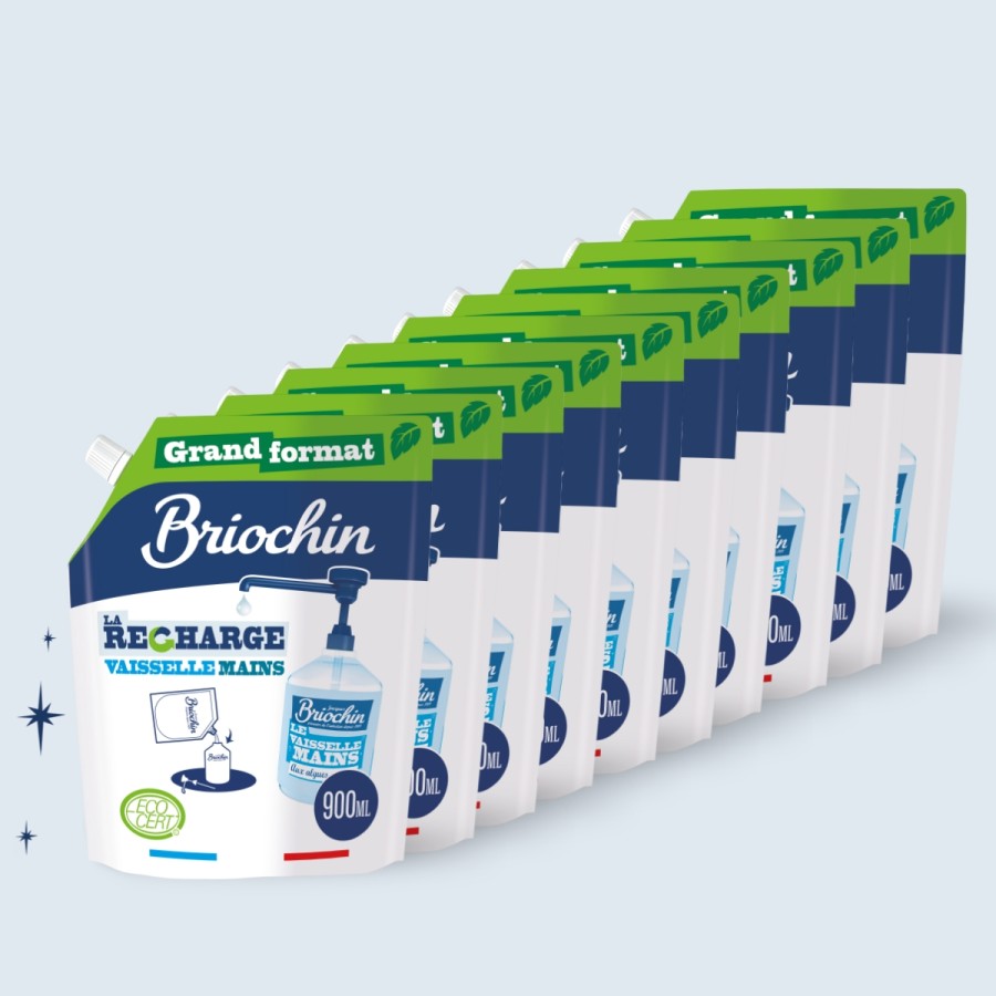 Acheter Lot de 10 Recharge Liquide Vaisselle Mains Savon noir & Algues Marines Grand Format