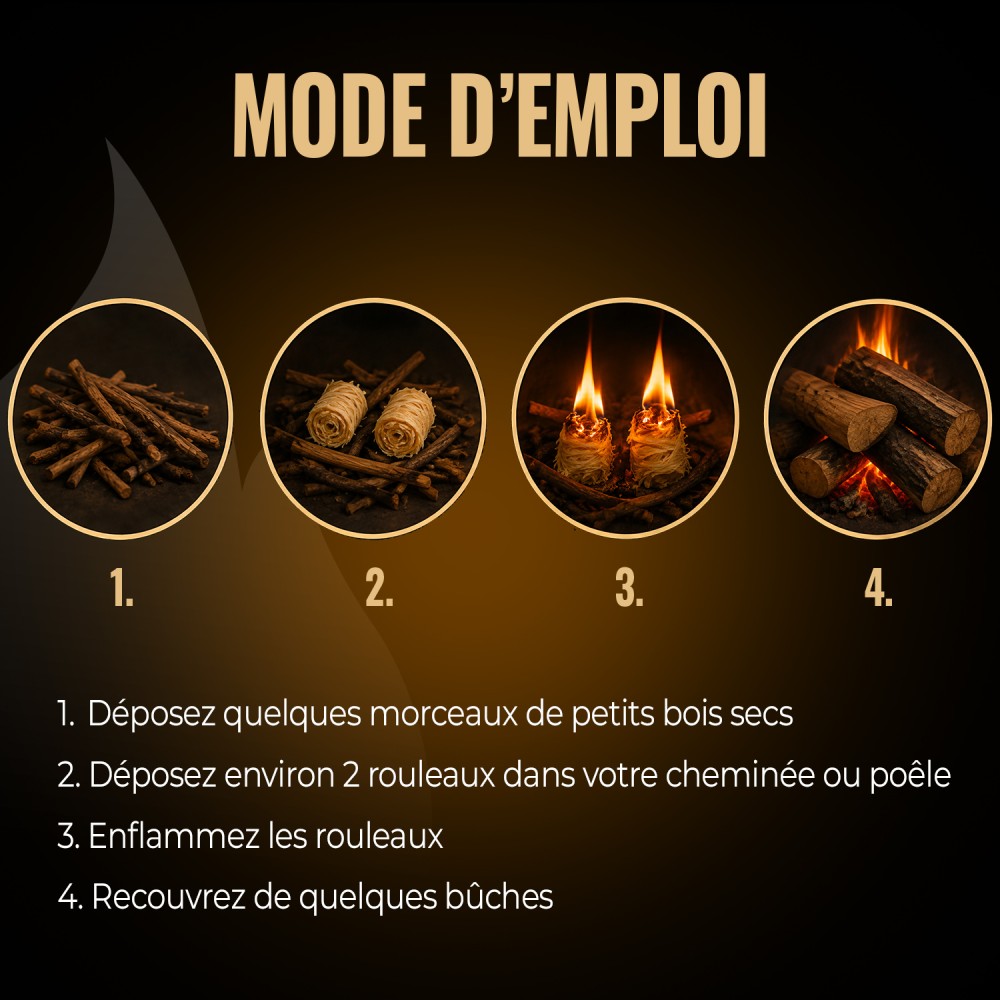 Acheter Cylindre Rouleaux allume feu 100% végétal