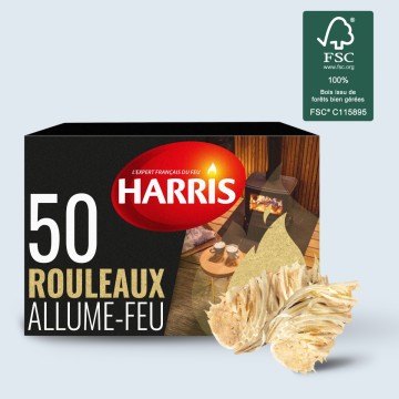 Harris - 50 rouleaux allume-feu 100% naturels