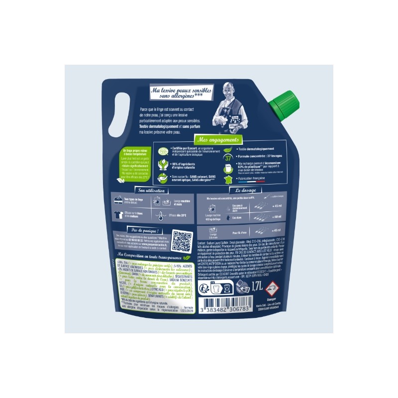 Acheter Recharge lessive peaux sensibles 1,7L