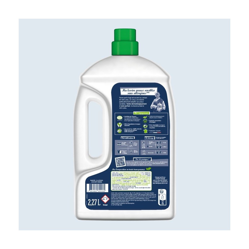 Acheter Lessive peaux sensibles 50 lavages 2,27L