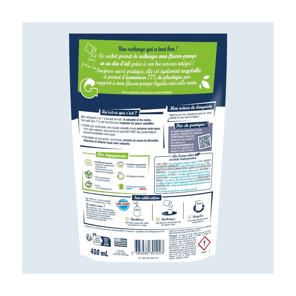 Acheter Recharge Liquide vaisselle mains peaux sensibles