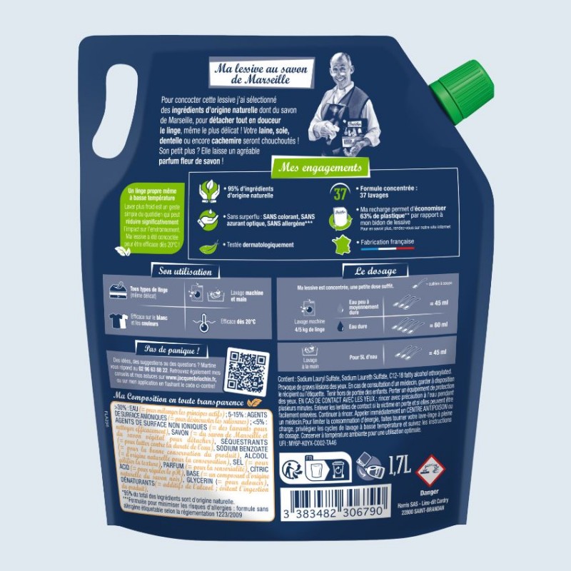 Acheter Recharge lessive savon de Marseille 1,7L