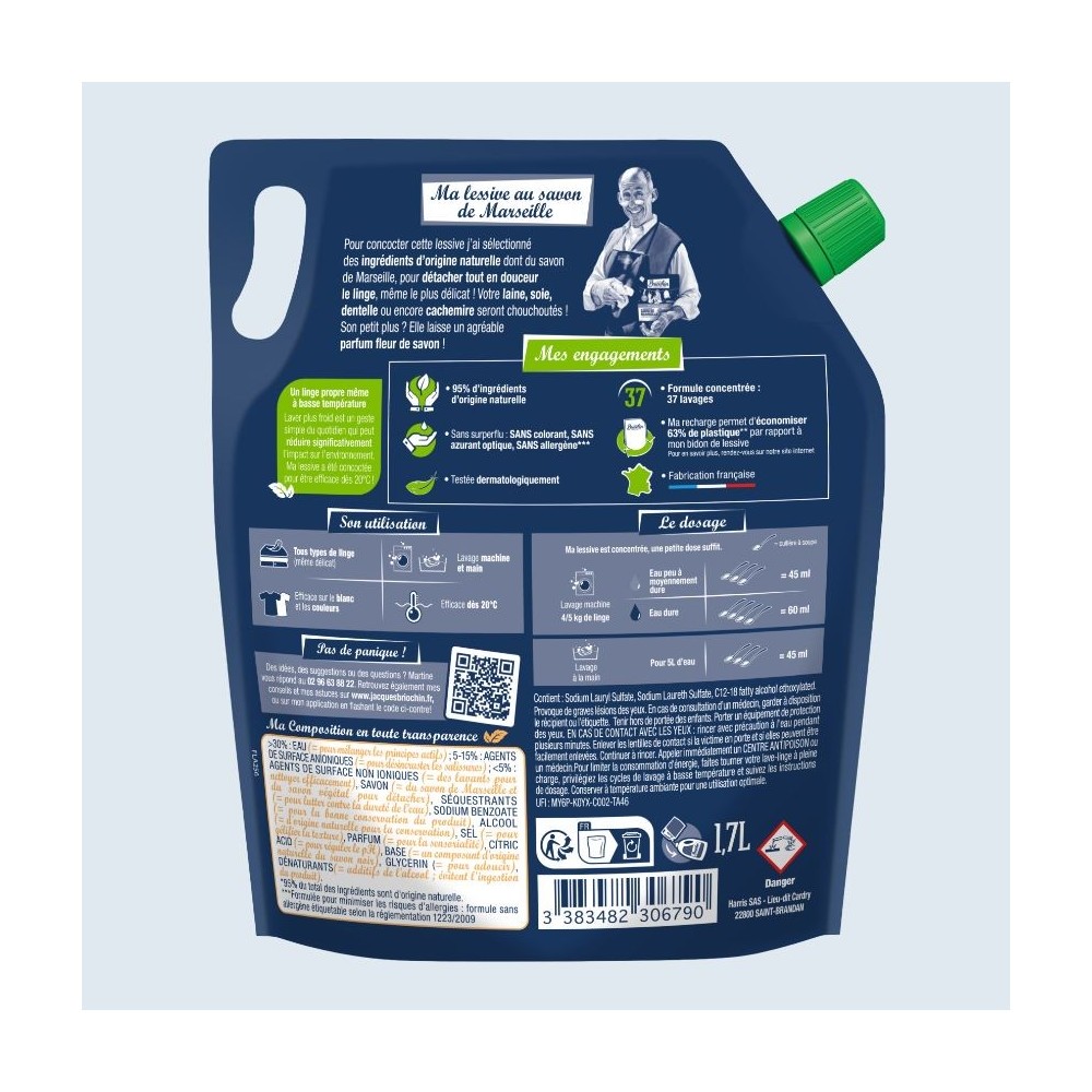 Acheter Recharge lessive savon de Marseille 1,7L