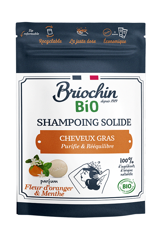 Shampoing solide pour cheveux gras - BIO - Orange & Menthe